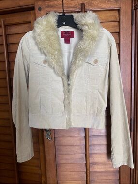 Paris Blues Cream Corduroy Teddy Collar Jacket